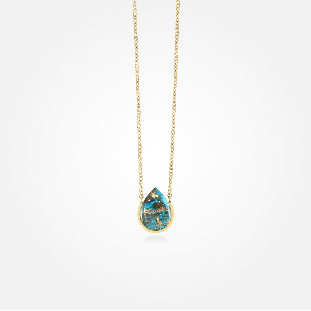 Chrysocolla Copper Stone Necklace (Teardrop)