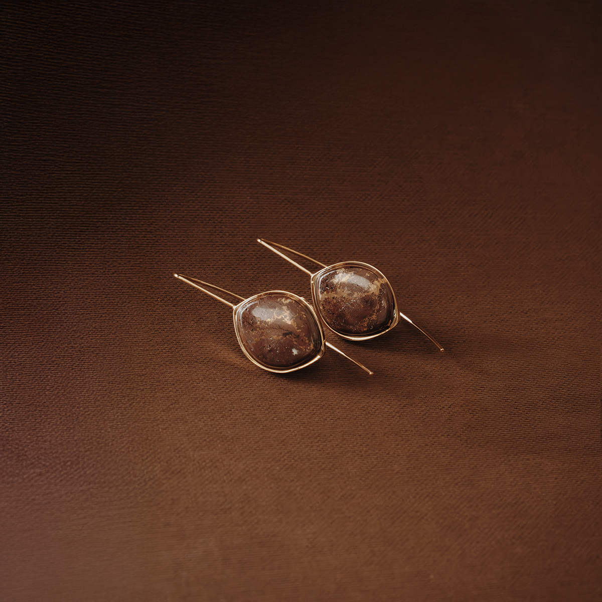 Lava Copper Stone Earrings (Curved)
