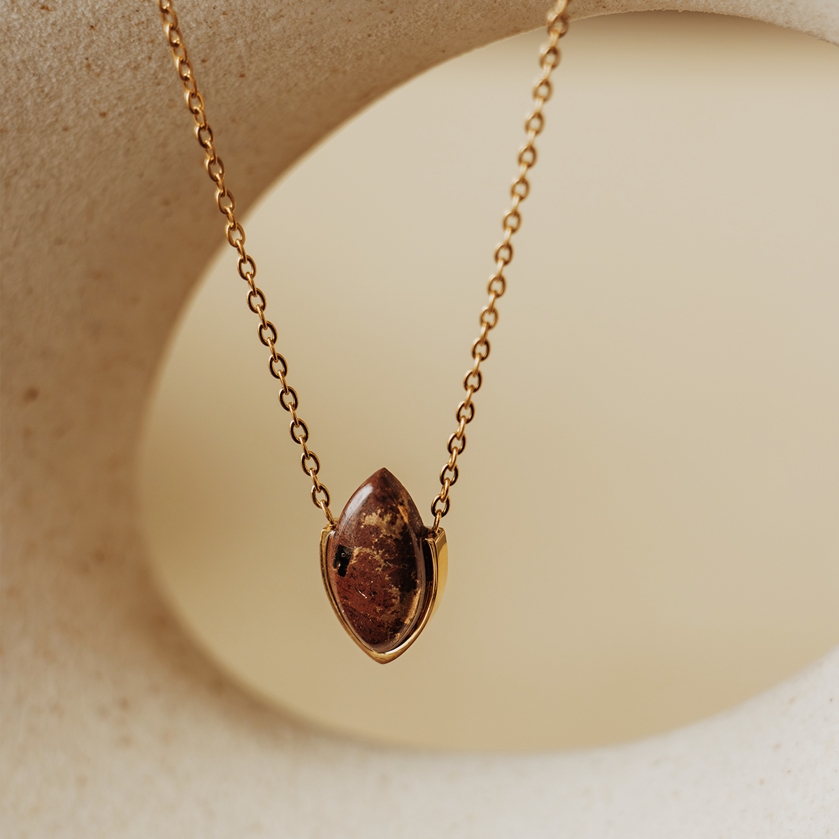 Lava Copper Stone Necklace (Marquis)
