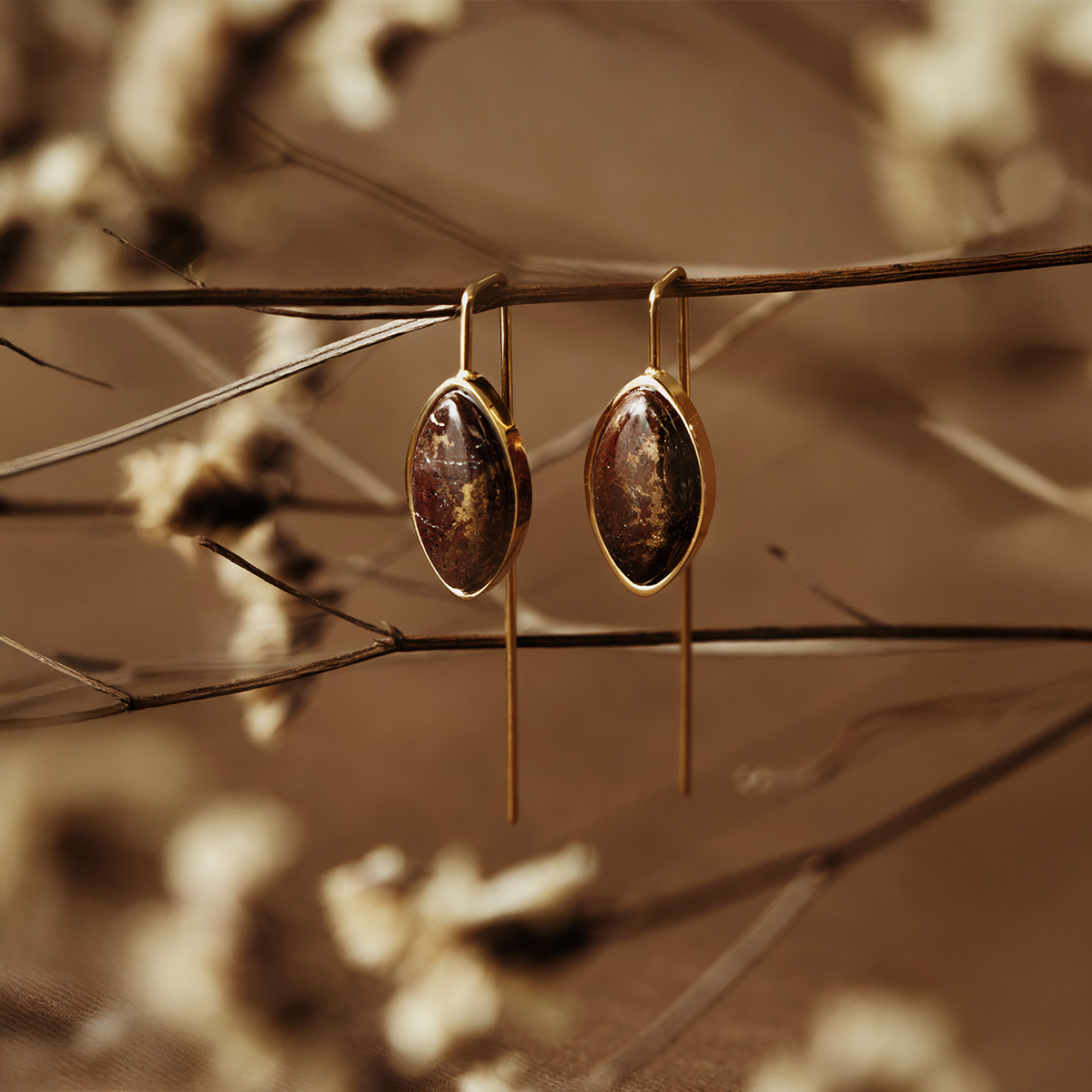 Lava Copper Stone Earrings (Straight)