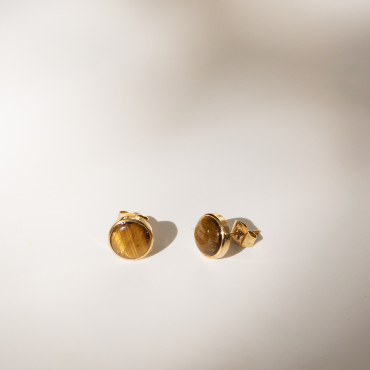Tiger Eye Stone Ear Studs (Round)