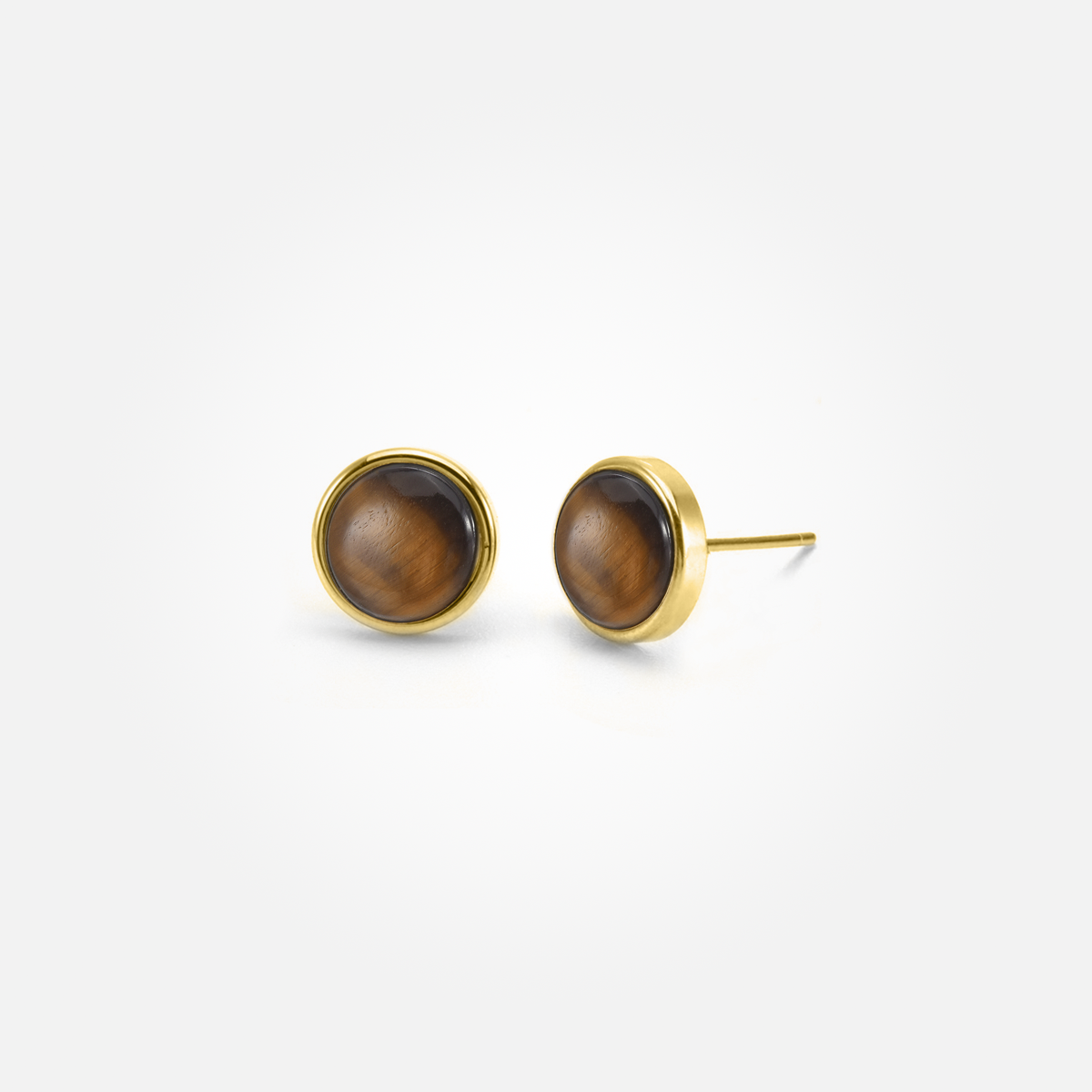 Tiger Eye Stone Ear Studs (Round)