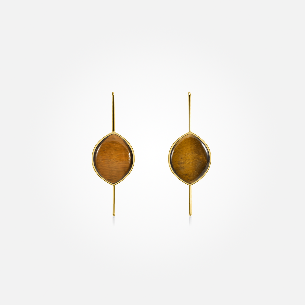 Tiger Eye Stone Earrings (Curved)
