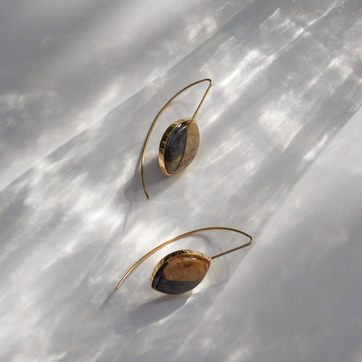 Picasso Jasper Stone Earrings (Curved)