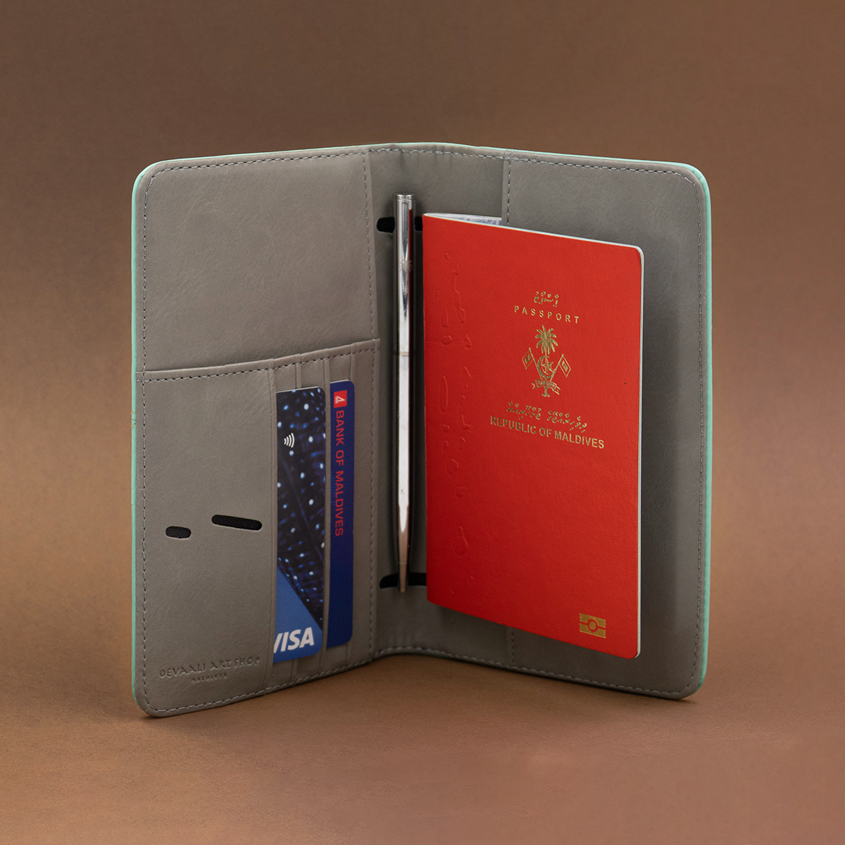 Folk Travel Wallet (Teal/Grey)