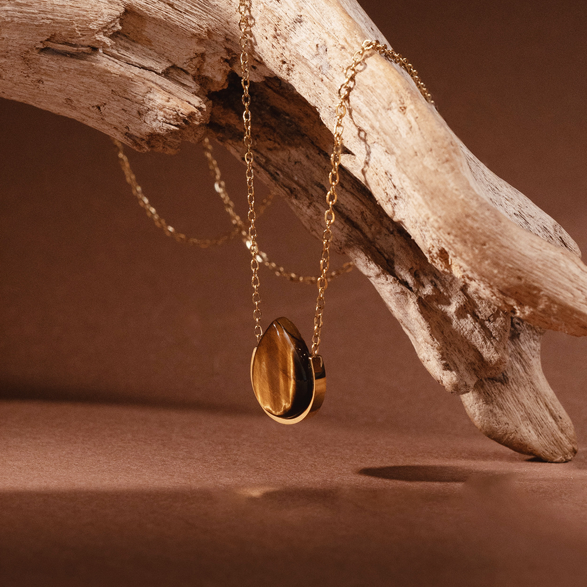 Tiger Eye Stone Necklace (Teardrop)