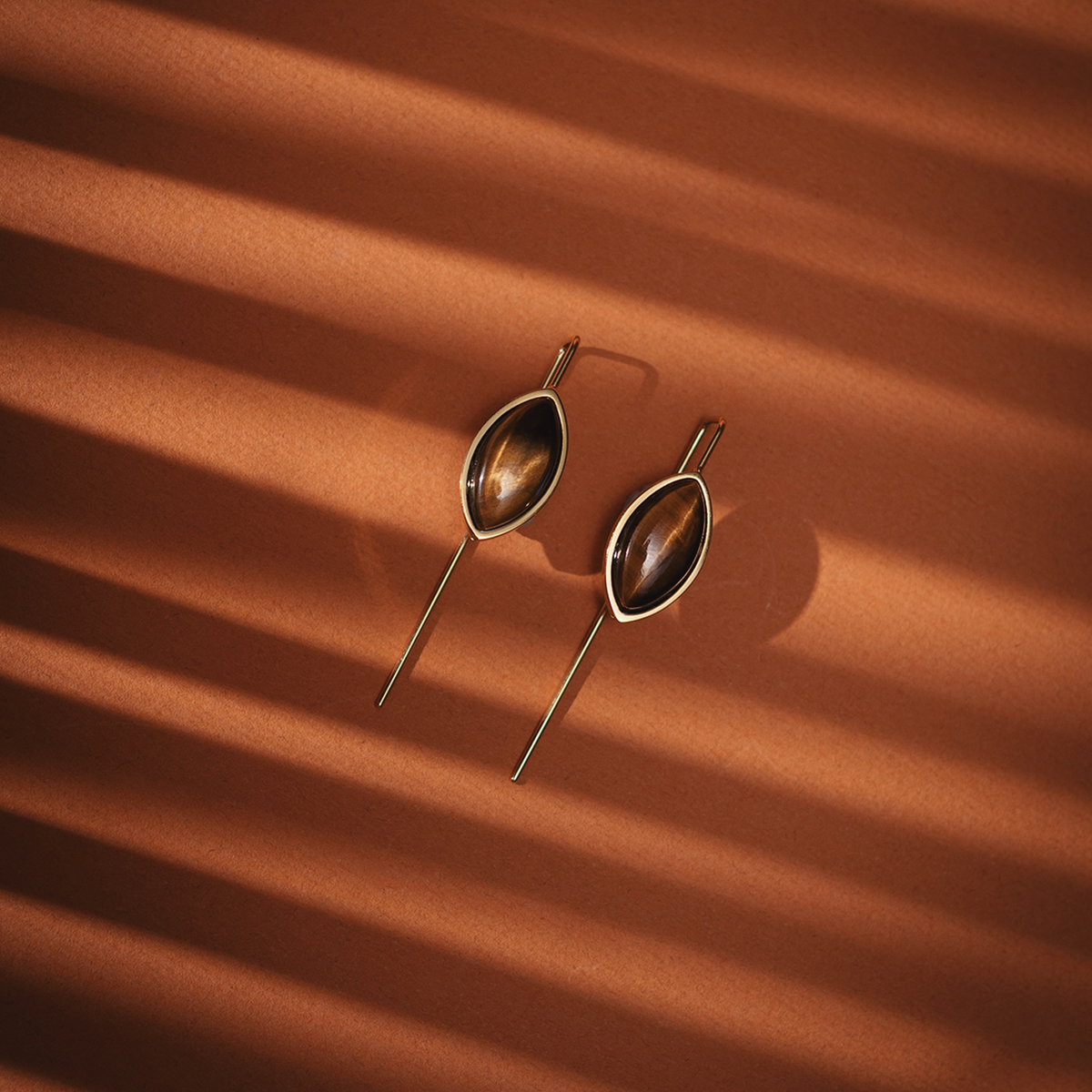 Tiger Eye Stone Earrings (Straight)