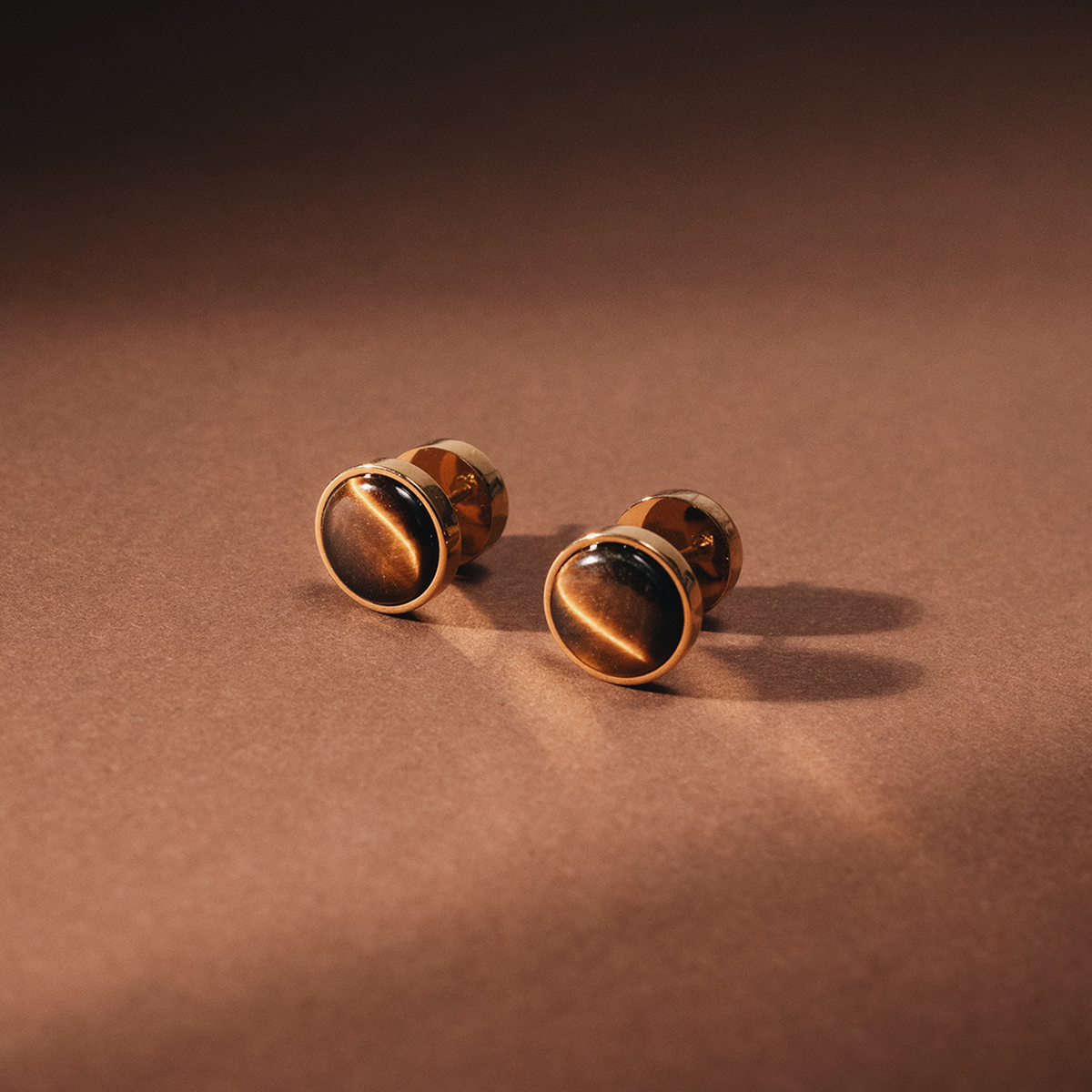 Tiger Eye Stone Ear Studs (Round)