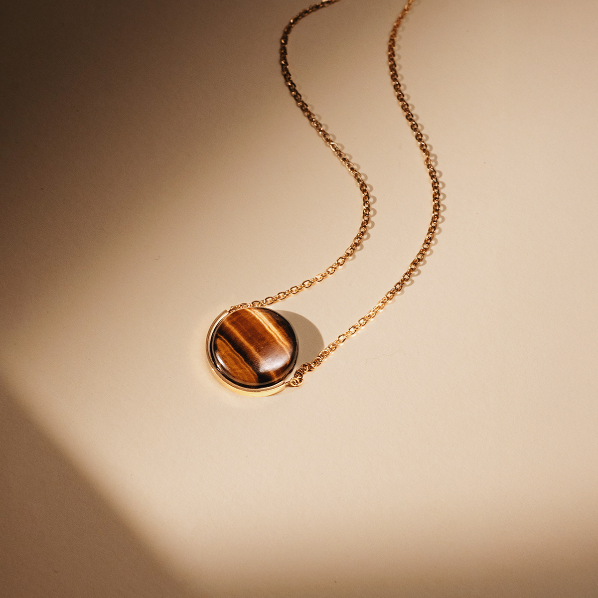 Tiger Eye Stone Necklace (Round)