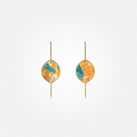 Turquoise Oyster Copper Stone Earrings (Curved)