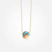 Turquoise Oyster Copper Stone Necklace (Round)