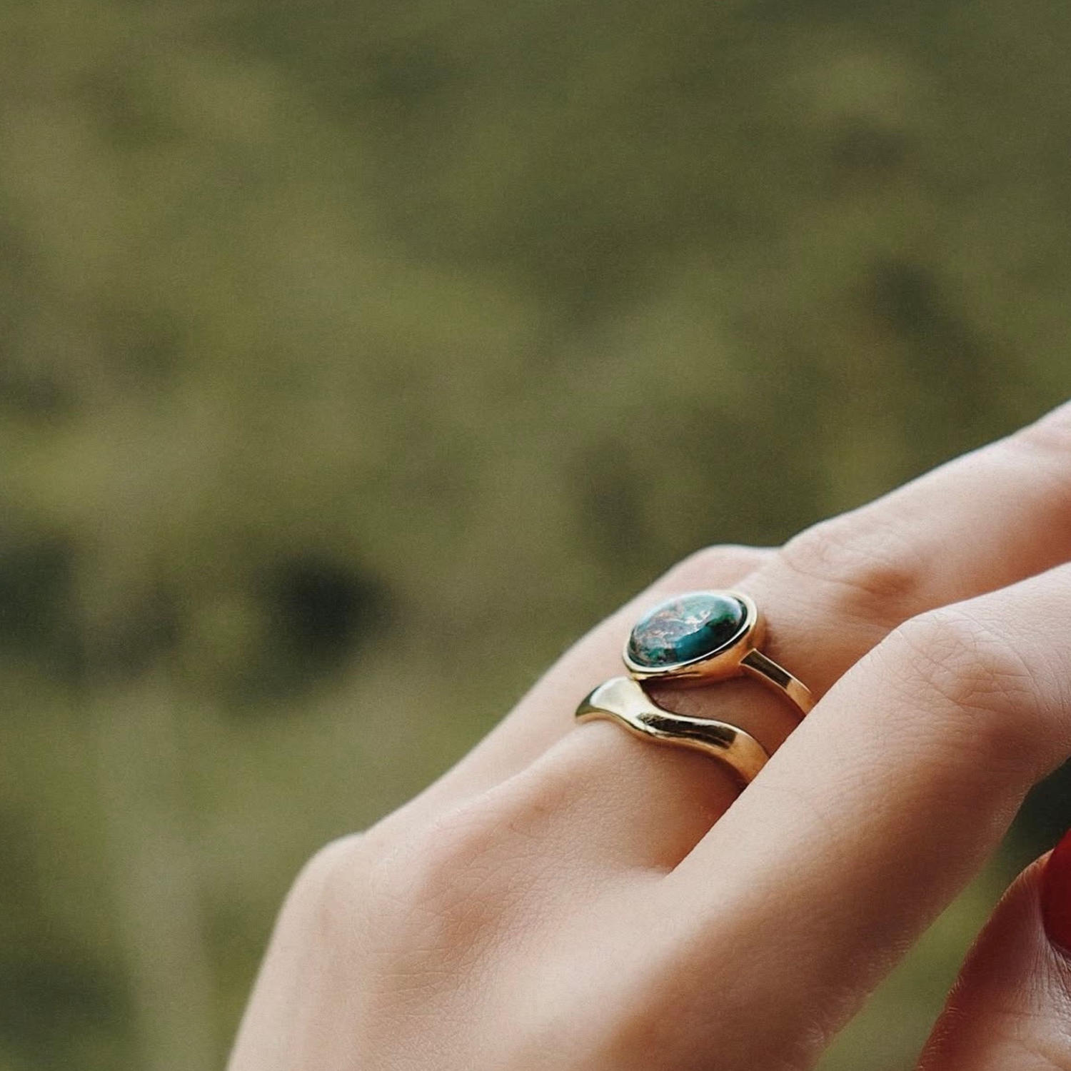 Chrysocolla Copper Stone Ring
